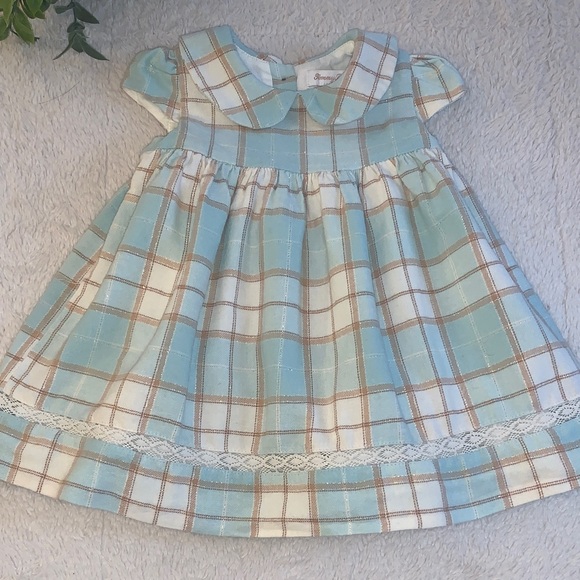 Tommy Bahama Flannel Dress in Blue and White Plaid 12M EUC - Picture 2 of 12